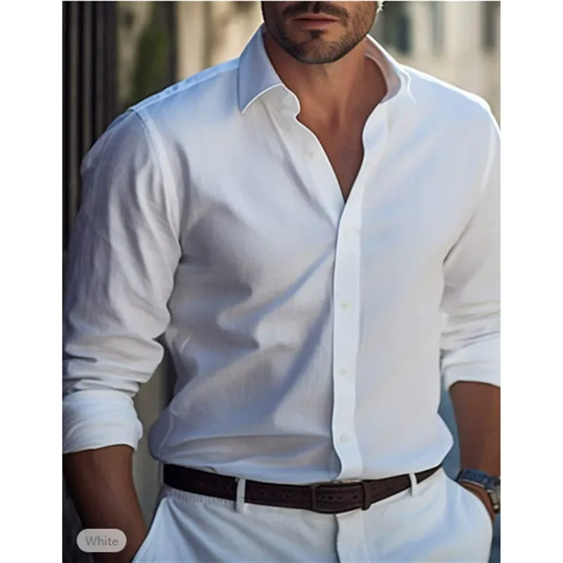 Men's Classic Collar Dress Shirt for Formal and Office Wear — White