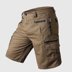 Men's Knee-Length Cargo Shorts with Multi-Pocket Storage — Khaki