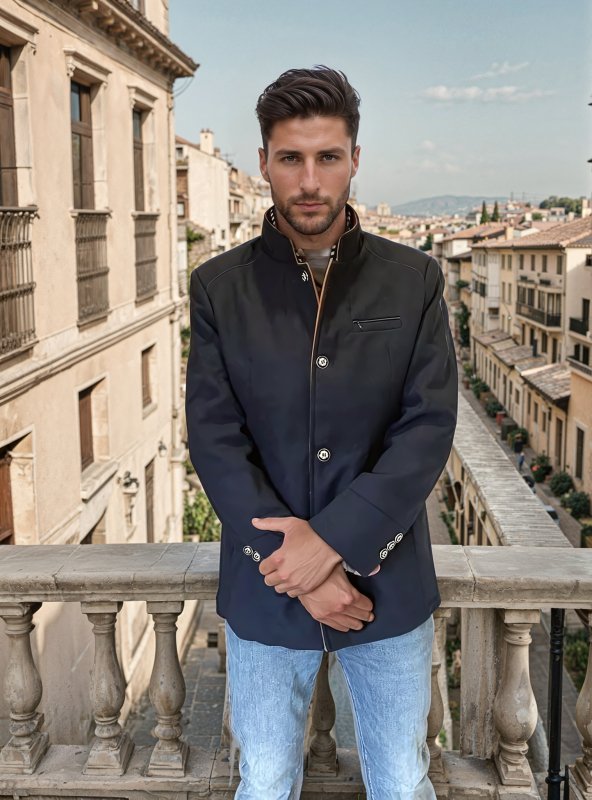 men's slim fit wool blend coat with detachable zip collar