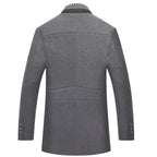 men's slim fit wool blend coat with detachable zip collar