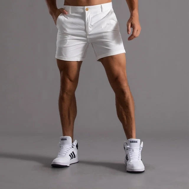 Men's Knee-Length Chino Shorts for Summer Smart-Casual Wear — White