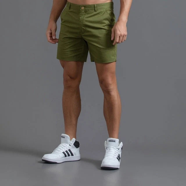 Men's Knee-Length Chino Shorts for Summer Smart-Casual Wear — Green