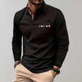 Men's Classic Long-Sleeve Polo Shirt for Smart-Casual Wear — Black