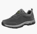 Men's waterproof hiking shoes in grey with cushioned sole and trail grip