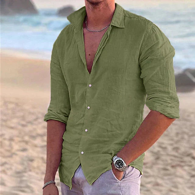 Men's Relaxed Fit Breathable Shirt for Summer Smart-Casual Style — Green