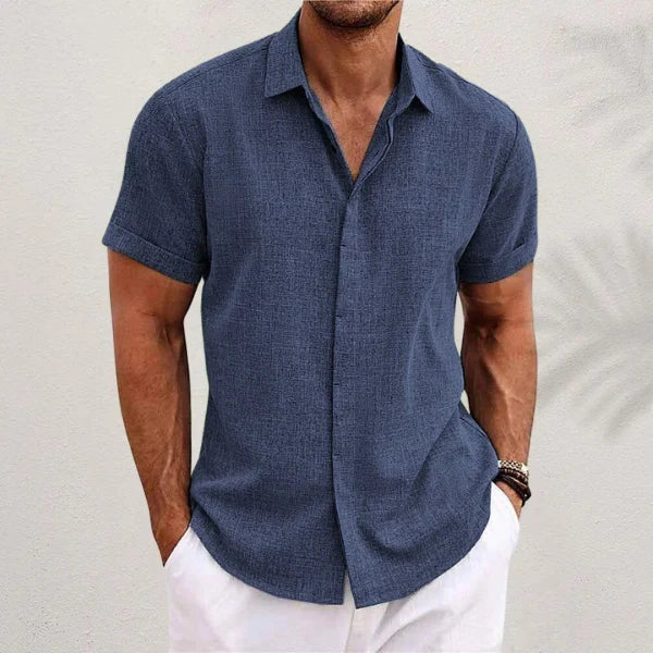 Men's Casual Breathable Short Sleeve Shirt for Warm Days — Royal Blue