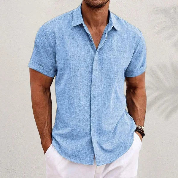 Men's Casual Breathable Short Sleeve Shirt for Warm Days — Light Blue