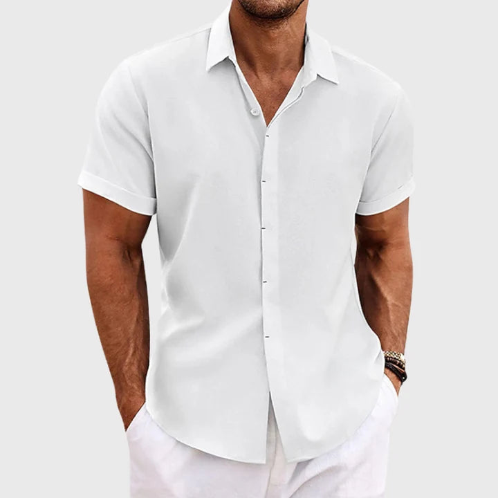 Men's Casual Breathable Short Sleeve Shirt for Warm Days — White