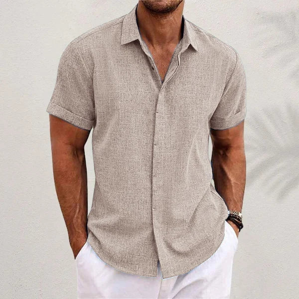Men's Casual Breathable Short Sleeve Shirt for Warm Days — Khaki