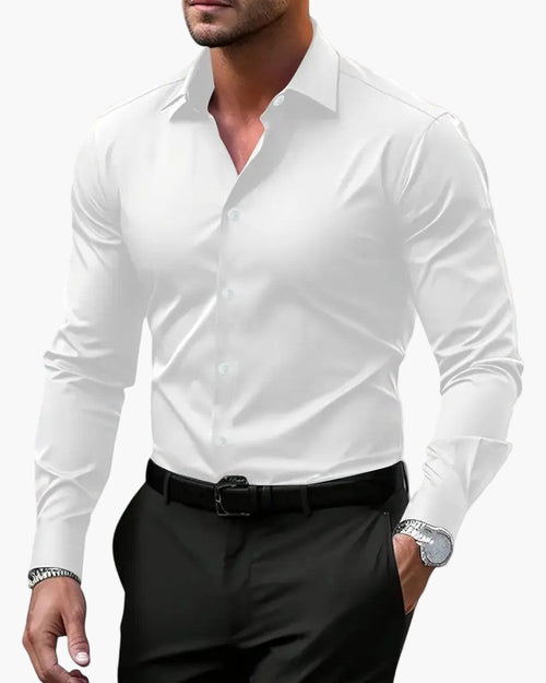 Men's slim fit business shirt long sleeve in black