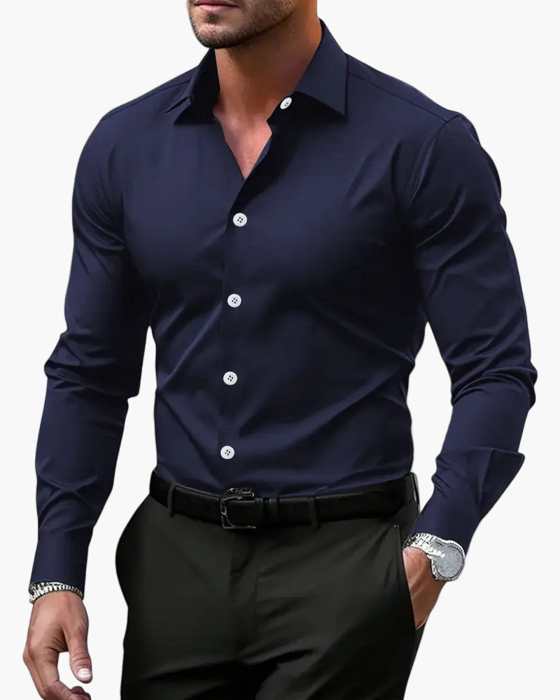 Men's slim fit business shirt long sleeve in black