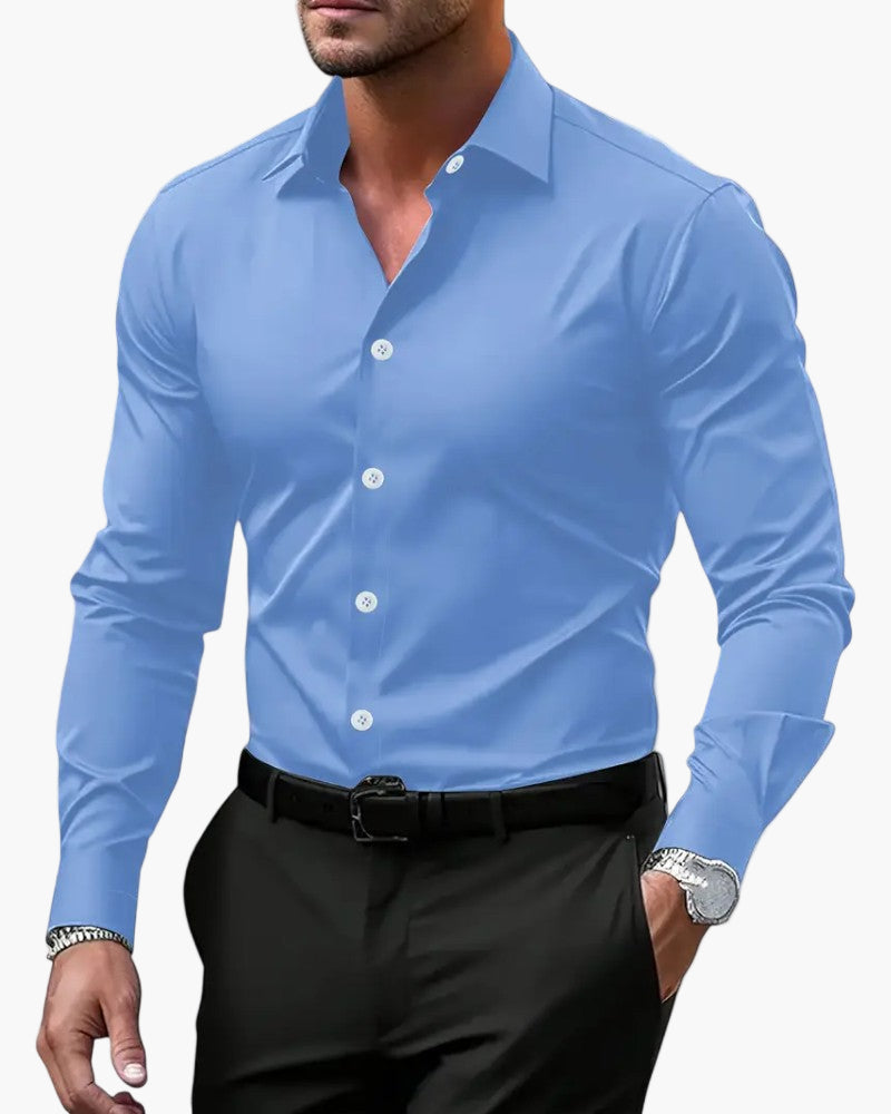 Men's slim fit business shirt long sleeve in black