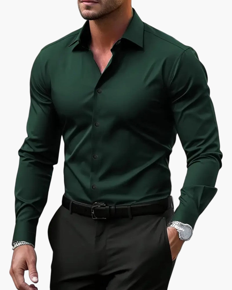 Men's slim fit business shirt long sleeve in black