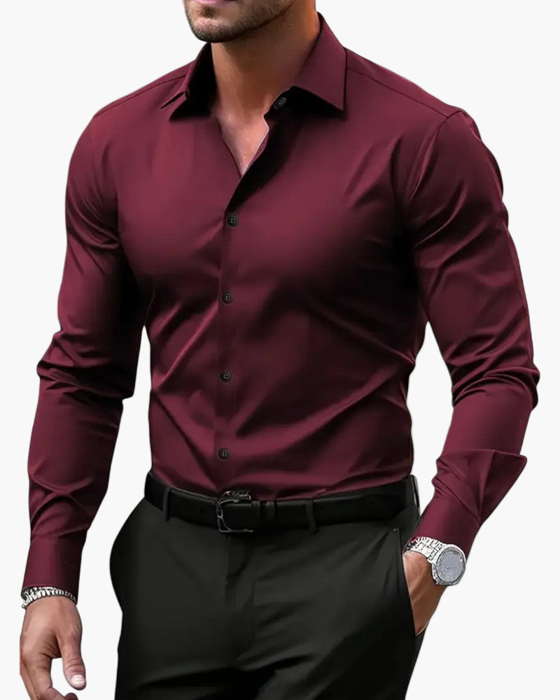 Men's slim fit business shirt long sleeve in black
