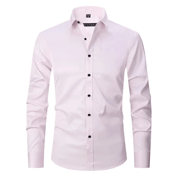 Men's Slim Fit Long Sleeve Dress Shirt for Formal Wear — Pink