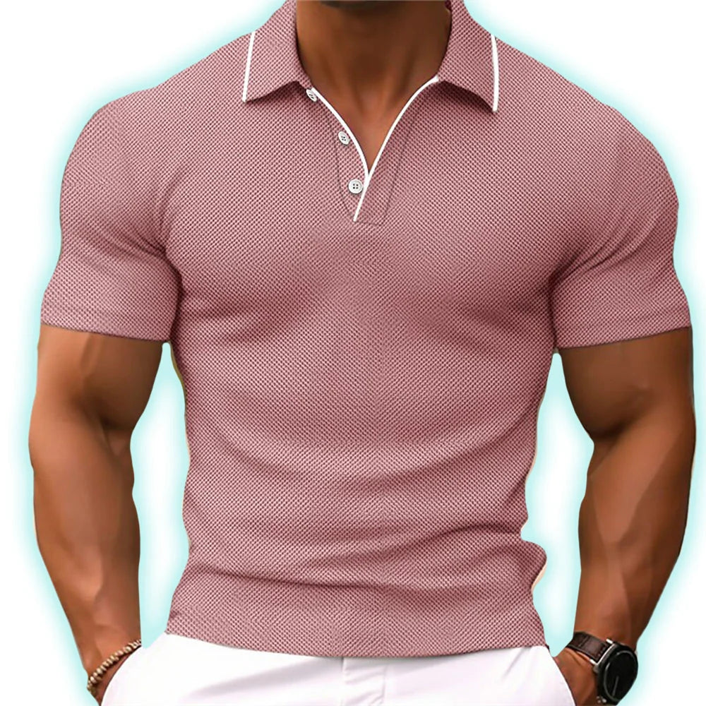 Men's Slim Fit Polo Shirt for Smart-Casual Everyday Comfort — Pink