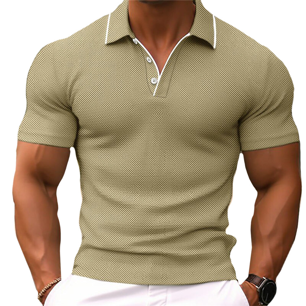 Men's Slim Fit Polo Shirt for Smart-Casual Everyday Comfort — Khaki