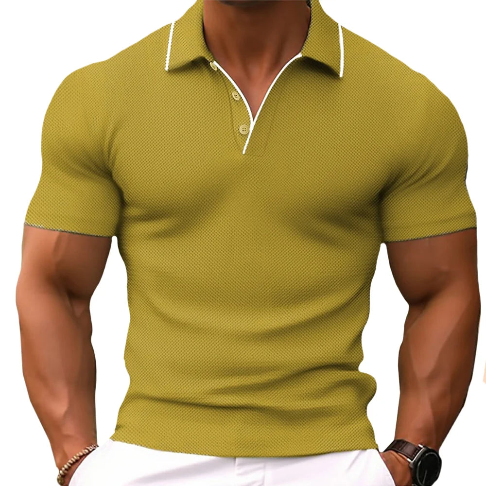 Men's Slim Fit Polo Shirt for Smart-Casual Everyday Comfort — Yellow