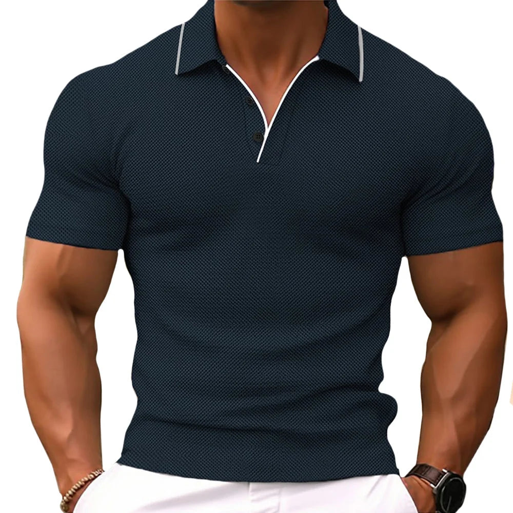 Men's Slim Fit Polo Shirt for Smart-Casual Everyday Comfort — Dark blue