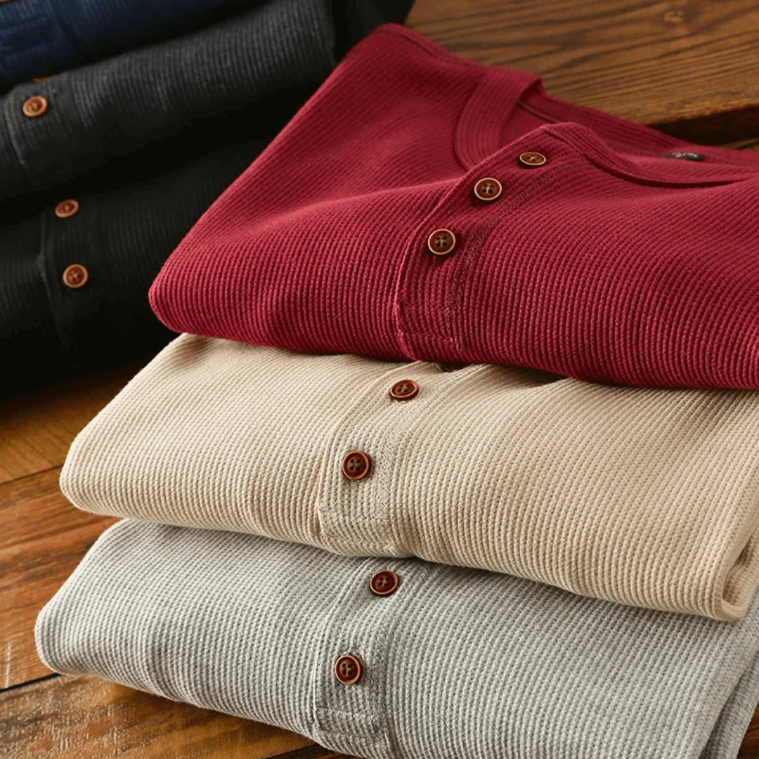 Men's Soft Henley Neck Shirt in Breathable Fabric for Everyday Wear — product photo