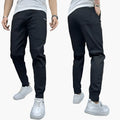 Men's stretch cargo pants slim tapered fit in black