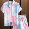 Men's Matching Summer Shirt and Shorts Set for Holidays — Pink