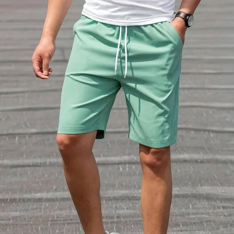 Men's Trendy Casual Shorts for Summer Weekend Getaways — Light Green