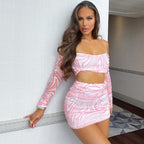 Pink women's pink two-piece set, product photo