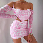 Pink women's pink two-piece set, product photo 4