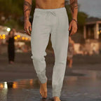 Men's tailored linen trousers, available in multiple colourways, photo 3