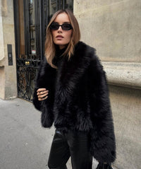 Tahlia | Women's Transitional Oversized Faux Fur Coat with Wide Lapels