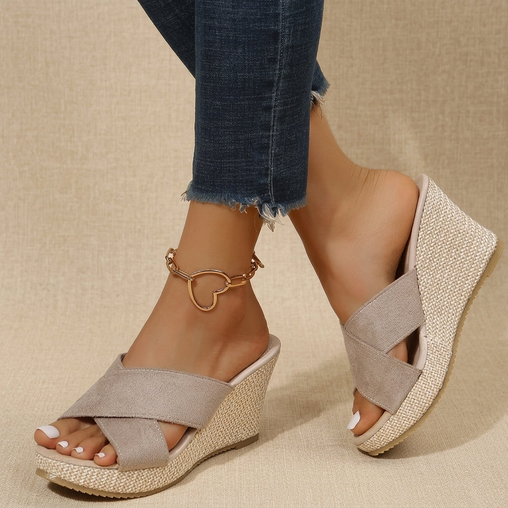 Women's colour-block wedge sandals, available in multiple colourways