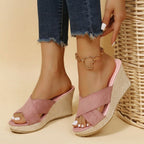 Women's colour-block wedge sandals, available in multiple colourways, photo 5