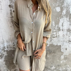 Women’s light brown women's linen two piece set