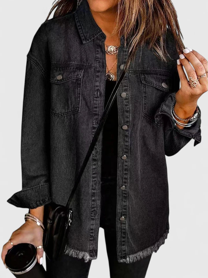 Women's black oversized denim jacket
