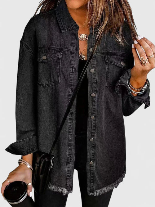 Women's black oversized denim jacket