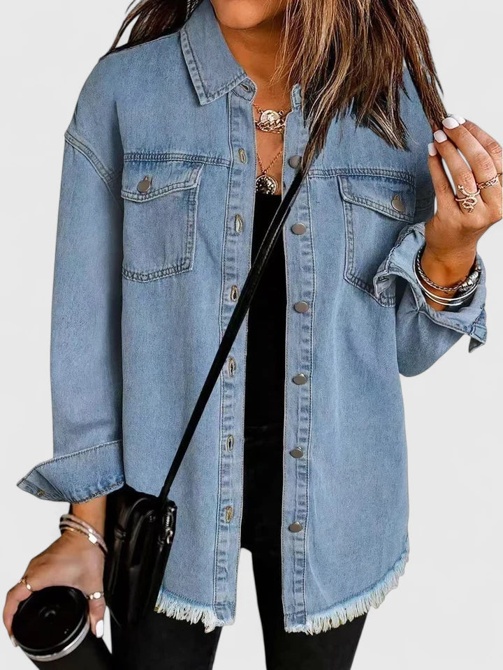 Women's black oversized denim jacket