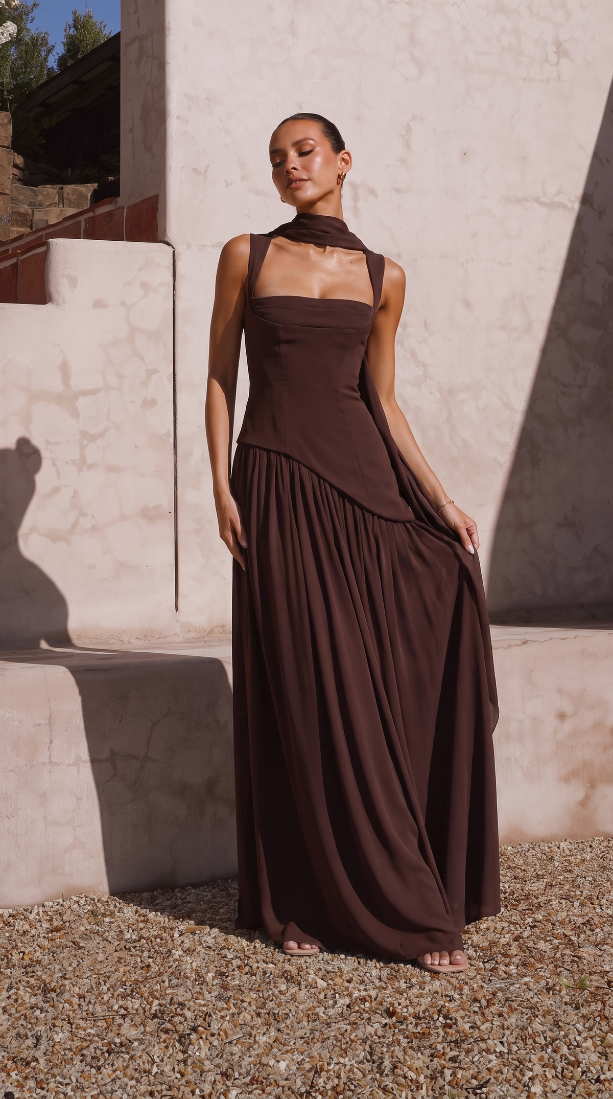 Plum Brown maxi dress, product photo
