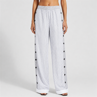 Bonnie | Women's Tailored Striped Cotton Work Pants with Button Detail