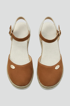 Black espadrille sandals, jute-wrapped platform detail close-up