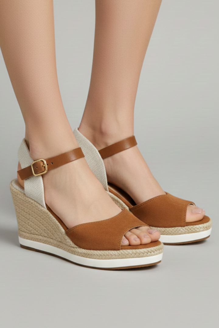 Black espadrille sandals with an adjustable slingback strap