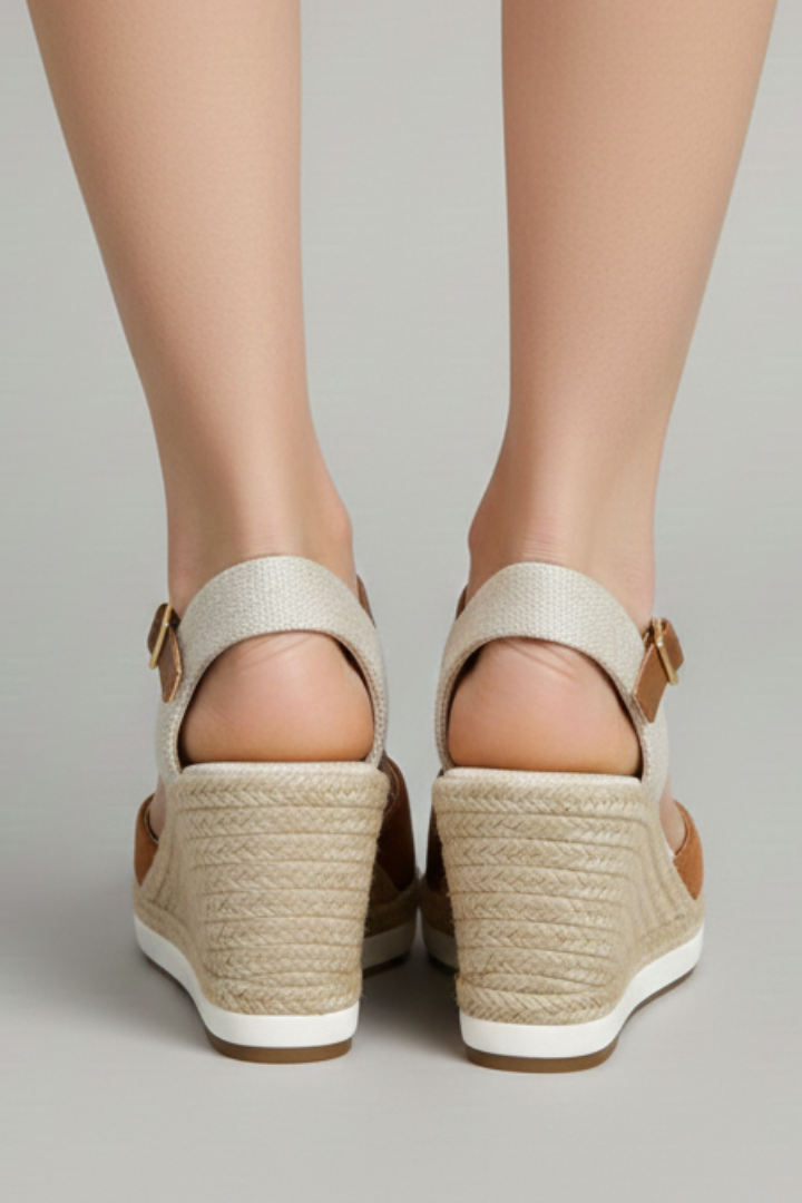 Black espadrille sandals styled with a casual everyday dress