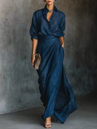 Odette | Women's Two-Piece Set Long-Sleeve Draped V-Neck for Spring