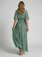 Women’s women's floral maxi dress v-neck high slit