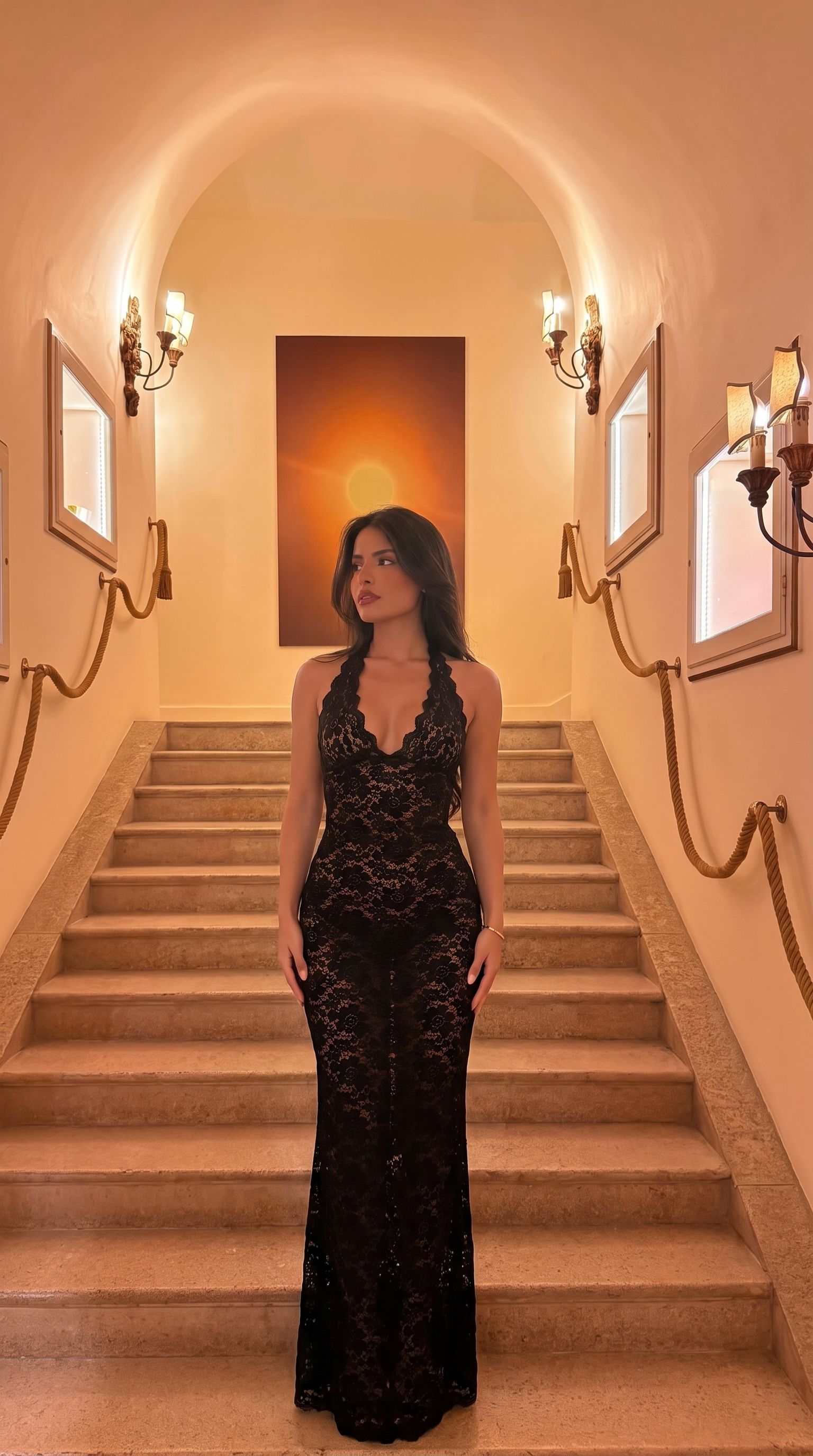 Front view of the Black maxi dress, styled for an everyday transitional outfit