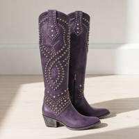 Georgia | Women's Pointed Toe Western Knee-High Boots with Studs