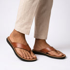 Women's brown leather sandals, product photo 2