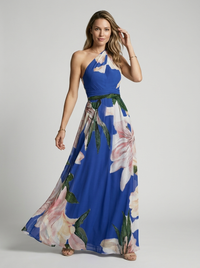 Uma | Women's Asymmetric Floral Maxi Dress