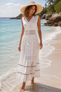 Ayla | Women's Boho Lace Maxi Dress V-Neck