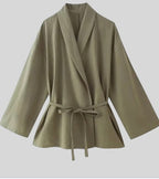 Women’s khaki women's linen two piece set